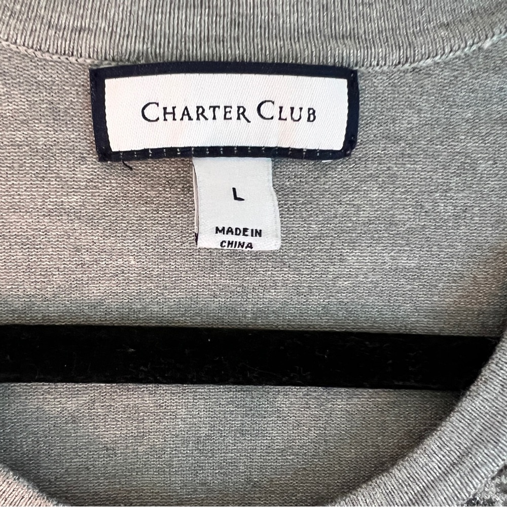 CHARTER CLUB Grey sweater Shiny Embellishments cardigan long sleeves Large EUC - Picture 4 of 10